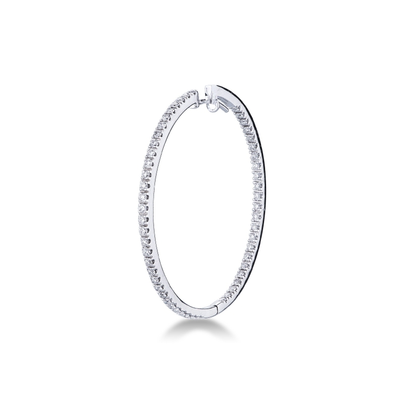 White gold 18k hoop earrings with internal and external diamonds 