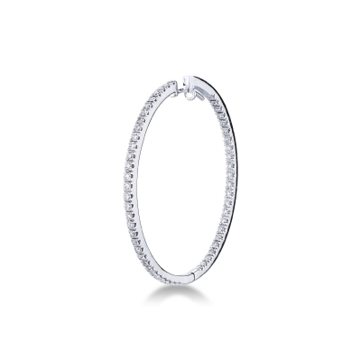 White gold 18k hoop earrings with internal and external diamonds 