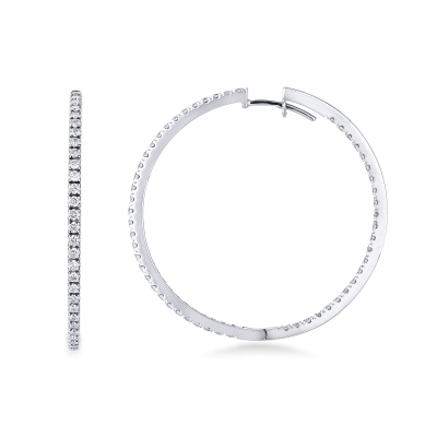 White gold 18k hoop earrings with internal and external diamonds 
