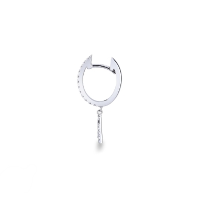 A letter drop earring in white gold and diamonds