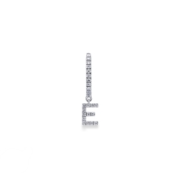 E letter drop earring in white gold and diamonds