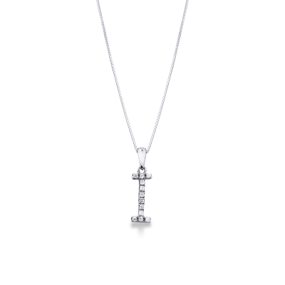 Necklace with initial U in 750 white gold and black diamonds