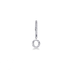 Diamond drop earring letter O white gold 750