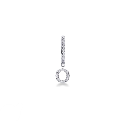 Diamond drop earring letter O white gold 750