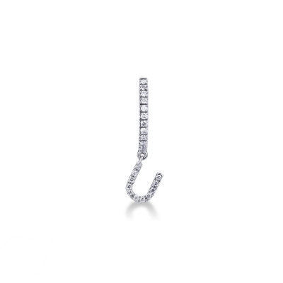 Diamond drop single earring with letter U