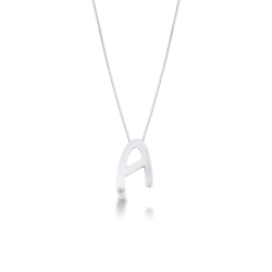 Gold necklace with letter A with diamond