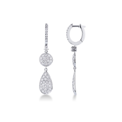 White gold 18k drop earrings with diamonds pavé