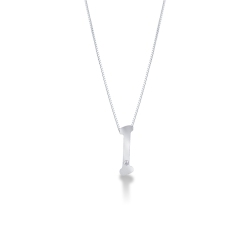 Necklace with letter I in white gold with diamond