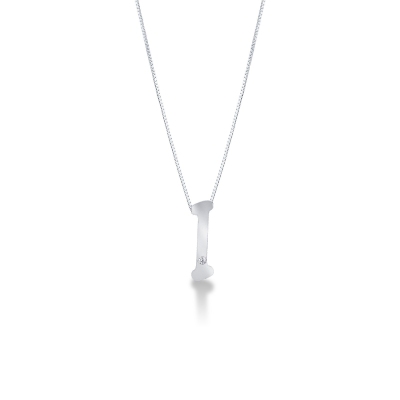 Necklace with letter I in white gold with diamond