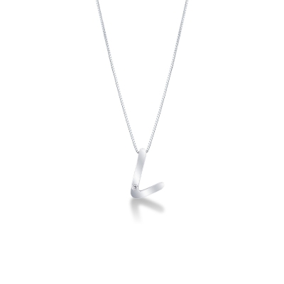 Necklace with initial L in white gold and diamond