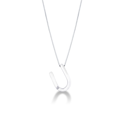 Necklace with initial U in white gold with diamond