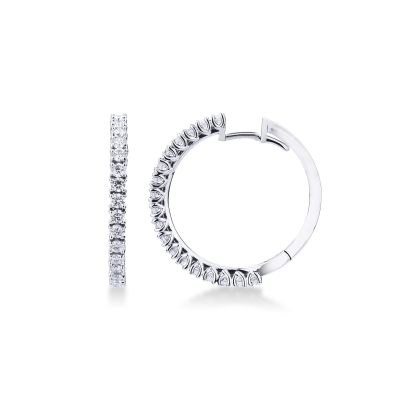 White gold 18k hoop earrings with 1,24 ct diamonds 