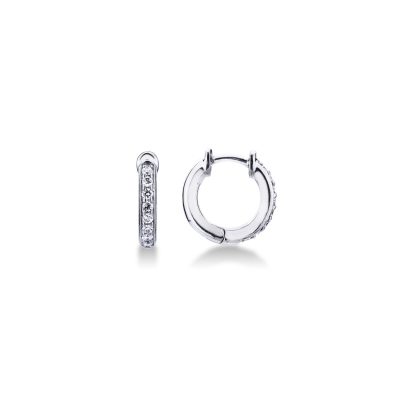 18k white gold hoop earrings with diamonds, 0,12 ct