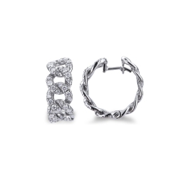 Groumette earrings with diamonds in white gold 18k