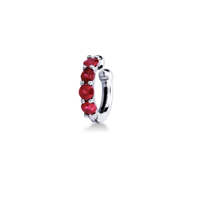 18k white gold rubies cartilage hoop