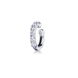 White gold 18k single hoop earring with diamonds