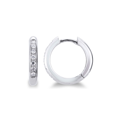 White gold 18k hoop earrings with diamonds, 0,25 ct