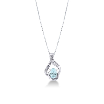 White gold 18k pendant with diamonds and aquamarine