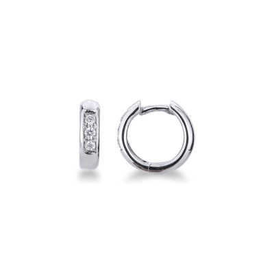18k white gold hoop earrings with diamonds, 0,11 ct