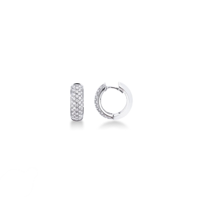 White gold 18k hoop earrings with diamonds pavé