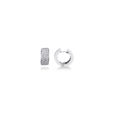 18k white gold hoop earrings with diamonds, 0,60 ct
