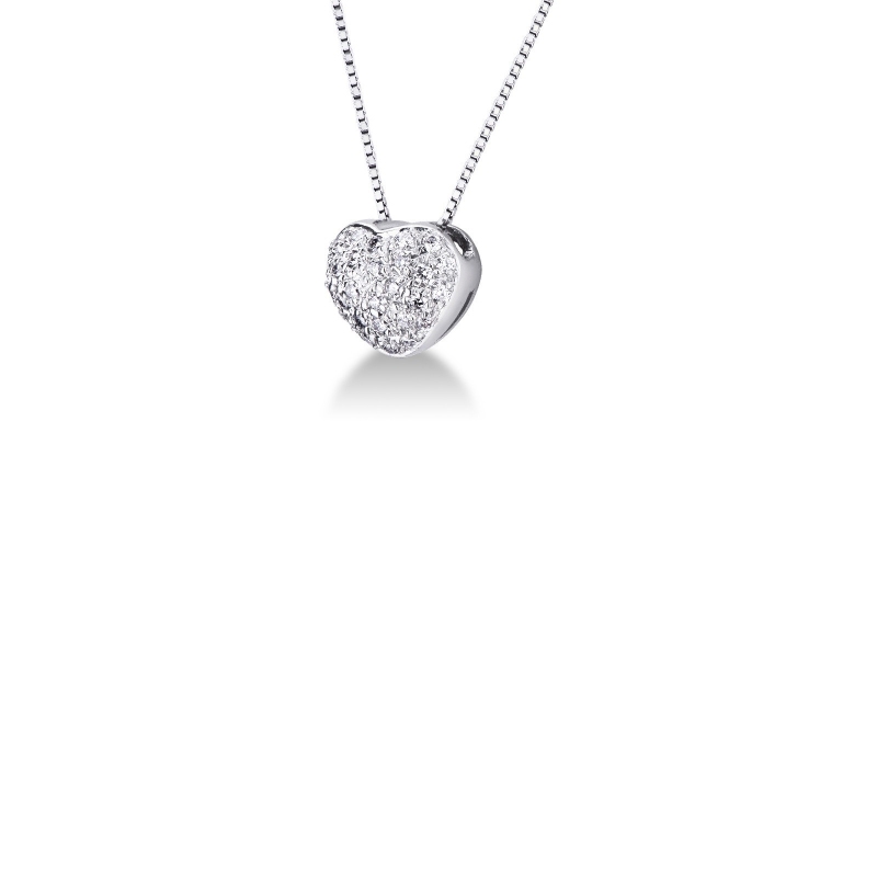 18k white gold small heart pendant with diamonds  18k white gold small heart pendant with diamonds