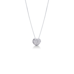 18k white gold small heart pendant with diamonds