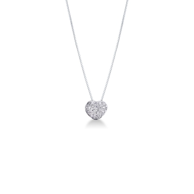 18k white gold small heart pendant with diamonds 