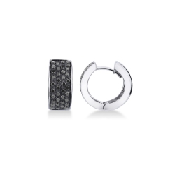 White gold 18k hoop earrings with black diamonds pavé