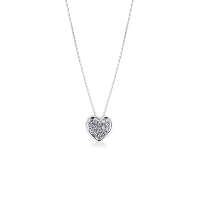 18k white gold pendant with diamonds pavé heart 