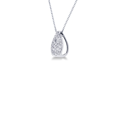 18k white gold little drop pendant in diamonds