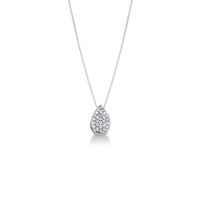 18k white gold little drop pendant in diamonds