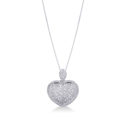 White gold 18k necklace with heart pendant with diamonds pavé