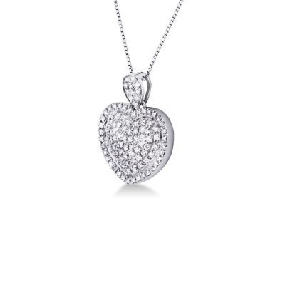 Rounded heart pendant with round cut diamonds