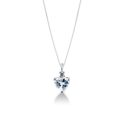 Aquamarine and diamond pendant in 18k white gold