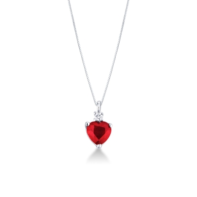 Ruby and diamond necklace in white gold 750