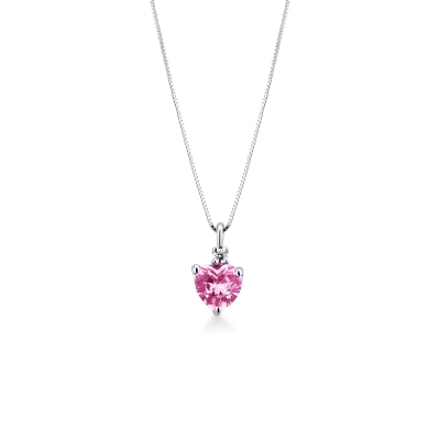 Pendant with pink sapphire and one diamond