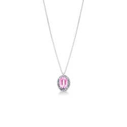 Necklace in white gold 18k with pink sapphire oval cut