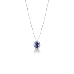 Necklace halo with blue sapphire and diamonds