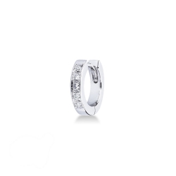 Hoop single earring with half channel diamonds in white gold 750