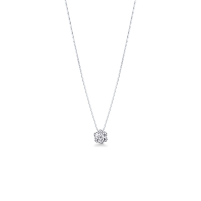 Diamond flower pendant in 18k white gold