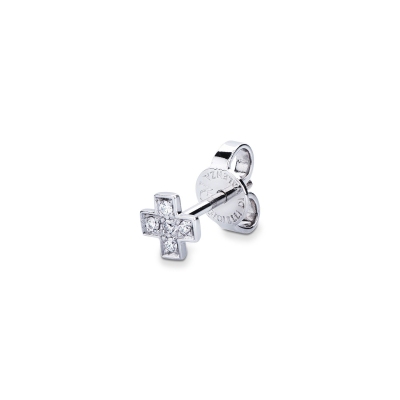 Diamonds 18k white gold single earring cross