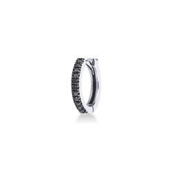 White gold 18k little single earring with black diamonds