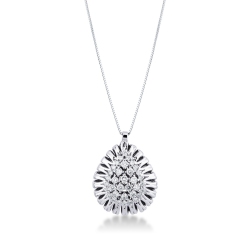 Fancy drop shape pendant with diamonds