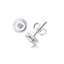 Round diamond stud earrings in white gold 18k, ct 0,30