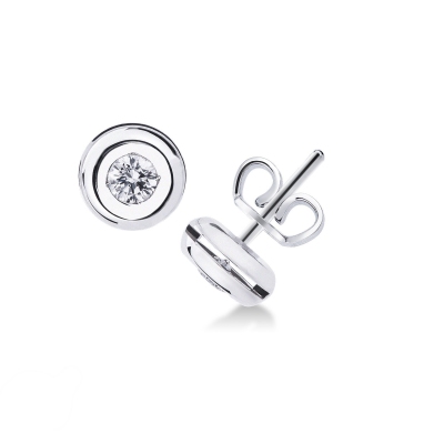 Round diamond stud earrings in white gold 18k, 0,40 ct