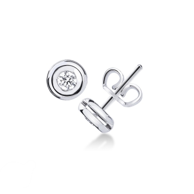 Round diamond stud earrings in 18kt white gold 