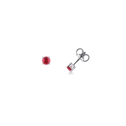 Studs in white gold 18k with rubies