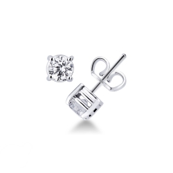 White gold 18k 4 prongs diamond studs ct 0,60
