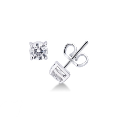White gold 18k 4 prong diamond studs ct 0,80 